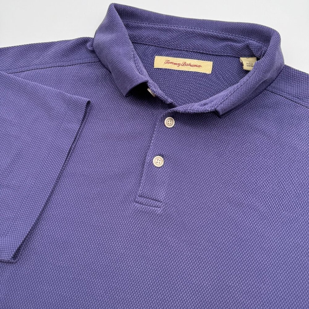 Tommy Bahama Polo Shirt Men’s XL Purple Cotton Blend Short Sleeve Resort Casual